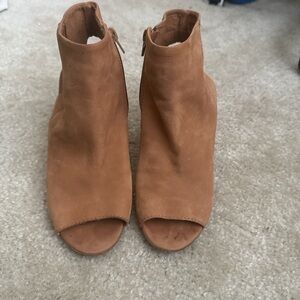 Steve Madden Tan Peep-Toe Ankle Booties